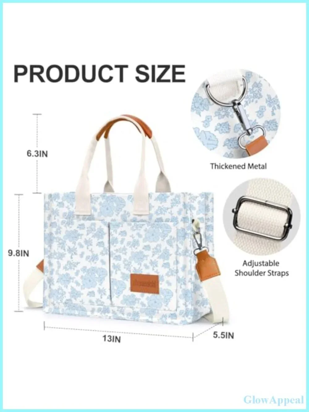 Canvas Tote Bag for Women with Pockets Crossbody Shoulder Handbag Work Travel